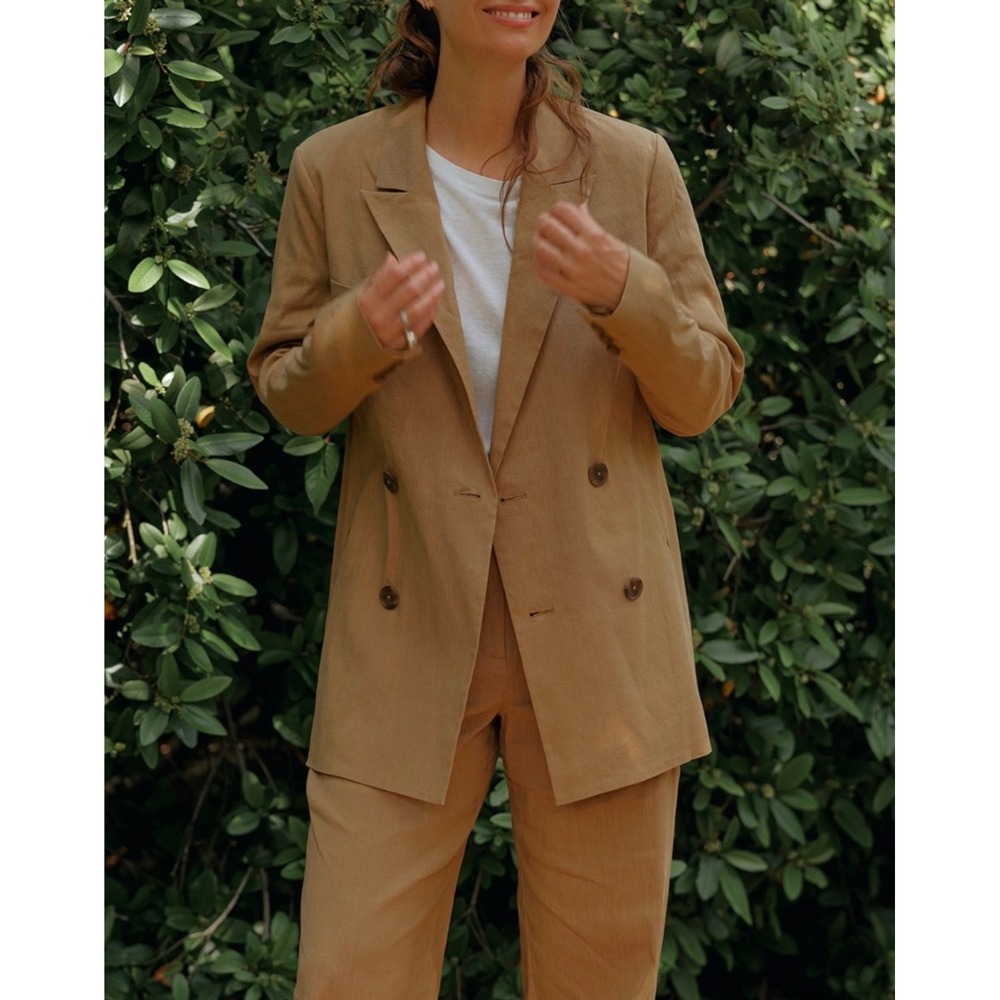 NWT Jenni Kayne Linen Keaton Blazer Khaki Double Breasted Jacket  Size 4